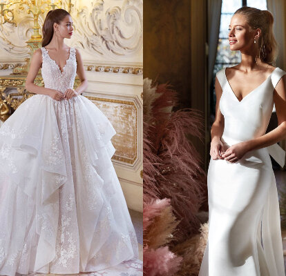 90 vestidos de novia con escote en V: saca tu lado más sensual