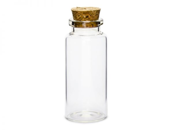Bolsas y Cajas Botellas de Cristal Transparente con Tapón de Corcho: 12 Unidades