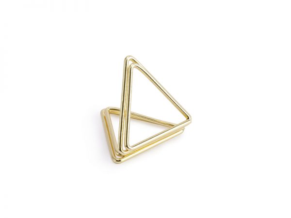 Decoración de Boda Porta Tarjetas de Metal Forma de Triángulo Color Oro: 10 Unidades