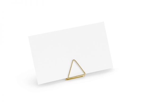 Decoración de Boda Porta Tarjetas de Metal Forma de Triángulo Color Oro: 10 Unidades