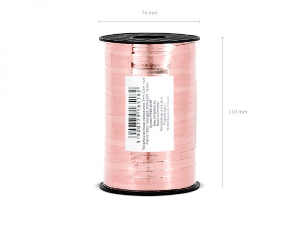 Cintas y Telas Cinta de Plástico para Fiestas de Color Oro Rosa: Ancho 5 mm y Largo 225 m