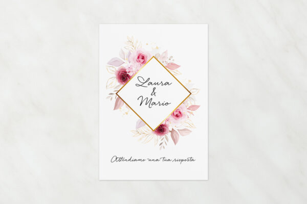 Tarjeta de confirmación originales con flores rosas Marta Love