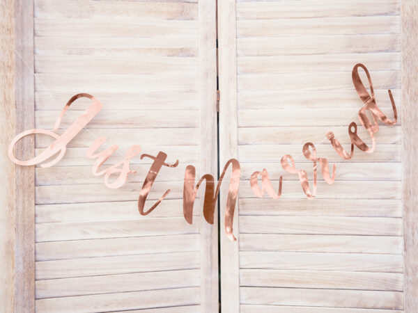 Decoración de Boda Guirnalda para Boda Color Oro Rosa: "Just Married"