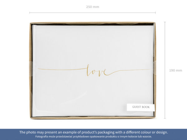 Decoración de Boda Libro de Firmas "Love" Color Blanco y Dorado