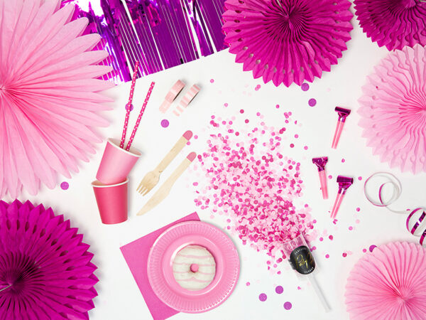 Artículos de Fiesta Cañón de Confeti Push Pop: Colores Rosa Oscuro y Claro