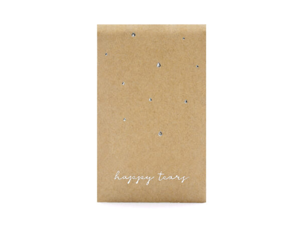 Accesorios Día de la Boda Pañuelos Desechables en Sobre de Papel Kraft con Letras Plateadas "Happy Tear": 10 Unidades