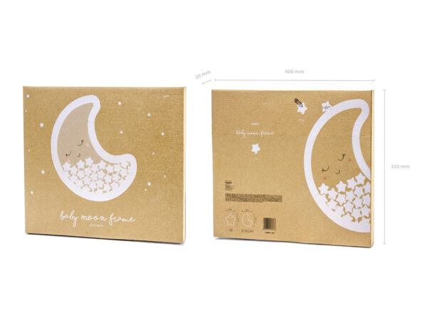 Decoración Baby Shower Libro de Visitas Luna de Madera y Estrellas para Bebés: Color Blanco y Madera