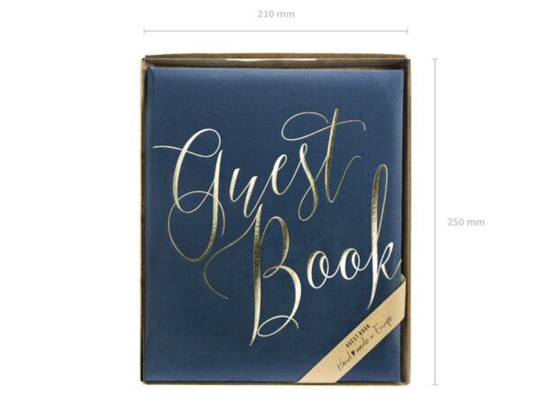 Decoración de Boda Libro de Firmas Color Azul Marino y Letras Doradas "Guest Book"