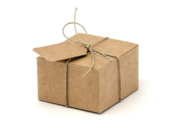 Bolsas y Cajas Caja de Cartón Cuadrada de Papel Kraft con Etiqueta: 10 Unidades