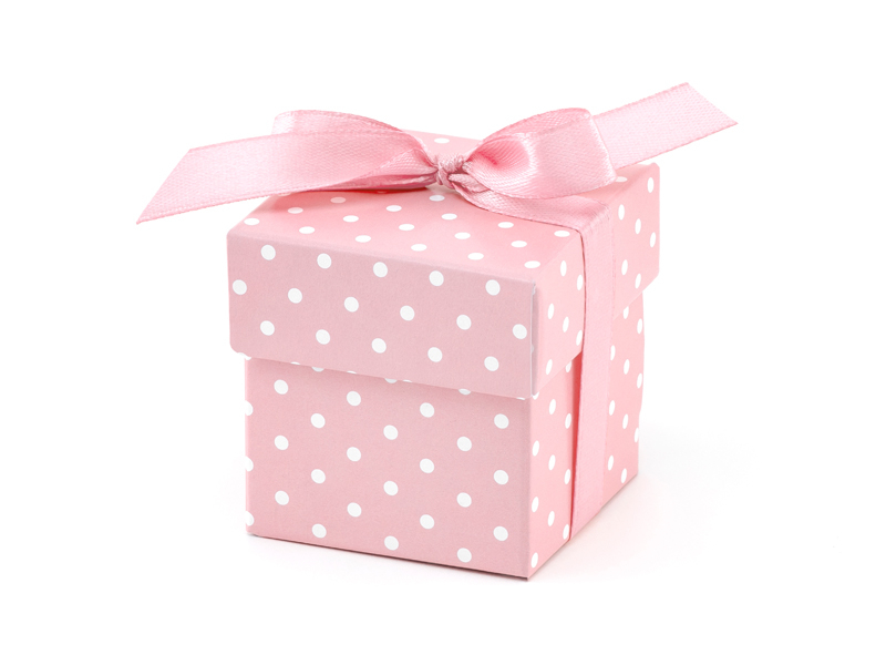 Caja de carton vacia de color Rosa y blanco a rayas