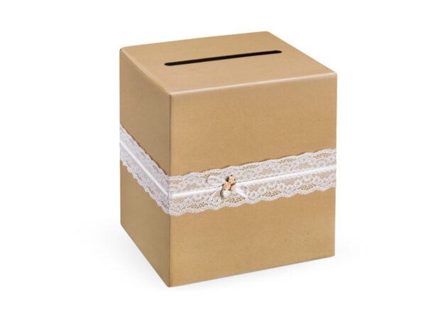 Cajas para Sobres Caja para Sobres y Mensajes de Papel Kraft con Puntillas Blancas