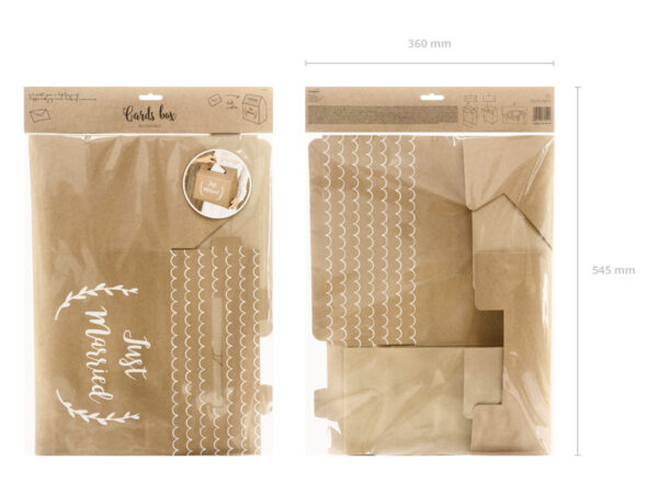 Cajas para Sobres Caja en forma de Casa para Sobres y Mensajes de Papel Kraft "Just Married" Blanco
