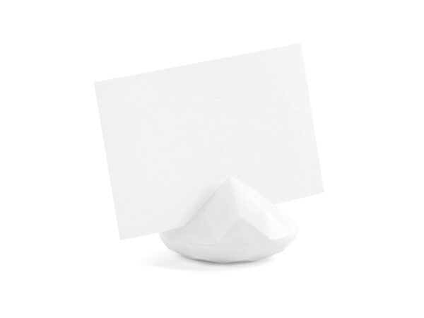 Decoración de Boda Porta Tarjetas en Forma de Diamante Color Blanco Perla: 10 Unidades