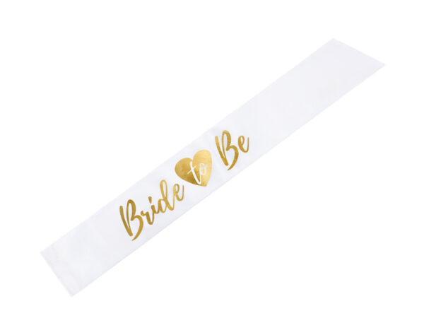Accesorios Despedida de Soltera Banda para Novia Color Blanca y Letras Oro Despedida de Soltera: "Bride To Be"