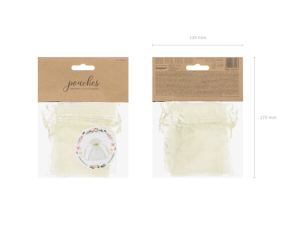 Bolsas y Cajas Bolsa de Organza con Cordón Color Crema: 10 Unidades
