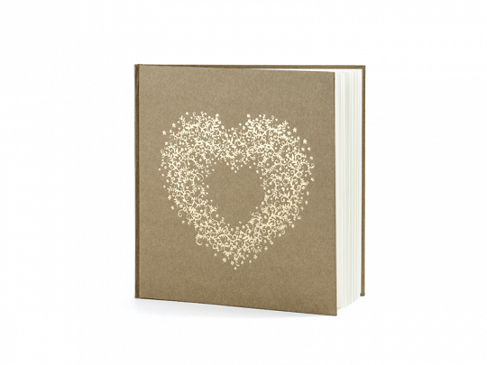 Decoración de Boda Libro de Firmas Corazón de Estrellas Doradas Color Marrón