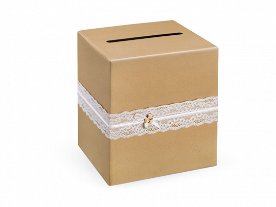Cajas para Sobres Caja para Sobres y Mensajes de Papel Kraft con Puntillas Blancas
