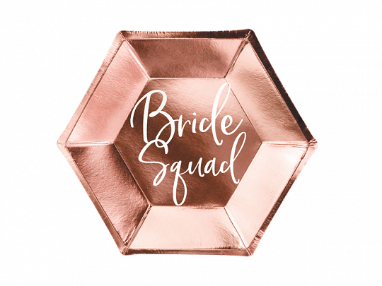 Artículos Despedida Soltera Platos de Papel de Color Oro Rosa para Fiesta de Despedida de Soltera: "Bride Squad"