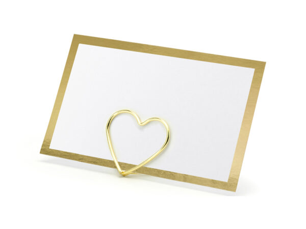 Etiquetas Personalizadas Tarjeta blanca de papel con borde dorado rectangular: 10 unidades